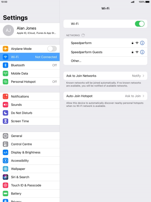Press the required Wi-Fi network and key in the password for the Wi-Fi network.