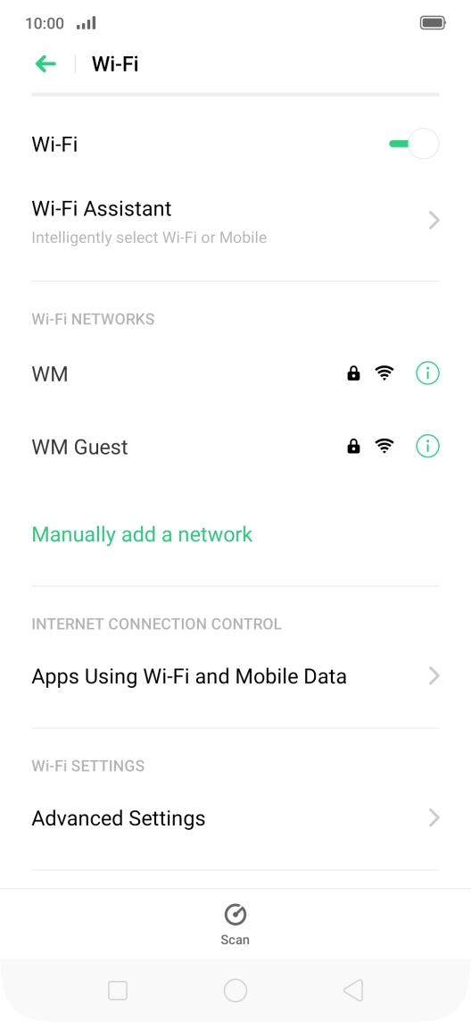 Press the required Wi-Fi network.