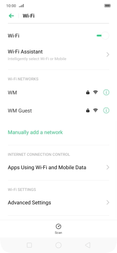 Press the required Wi-Fi network.
