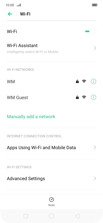 Press the required Wi-Fi network.