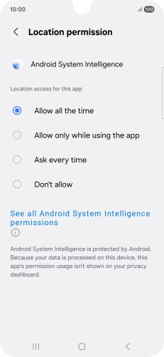 Press the required setting.