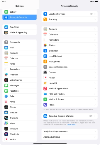 Press Location Services.