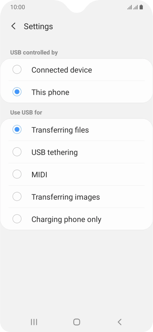 Press Transferring files to turn on the function.
