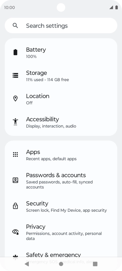 Press Passwords & accounts.