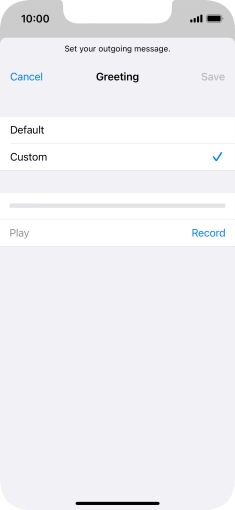 Press Record to start recording a personal greeting.