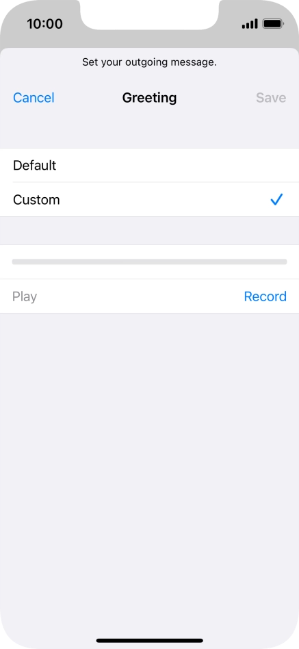 Press Record to start recording a personal greeting.