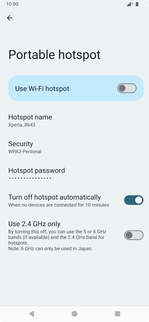Press Hotspot password.
