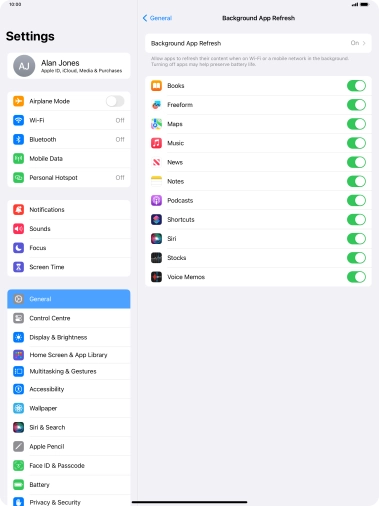 Press Background App Refresh.