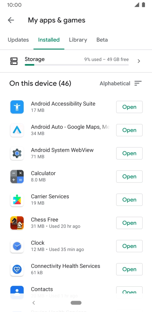 Press the required app.