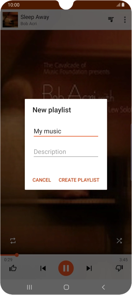 Key in a name for the playlist and press CREATE PLAYLIST.
