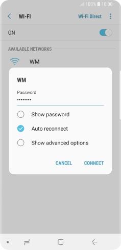Key in the password for the Wi-Fi network and press CONNECT.