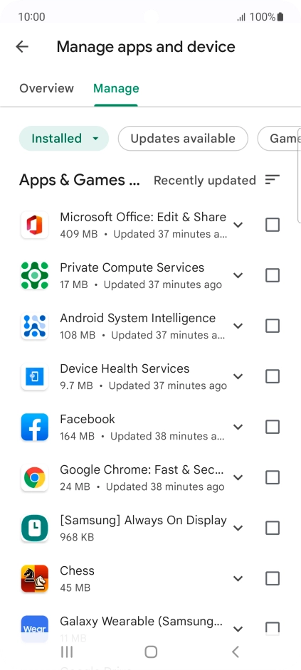Press the required app.