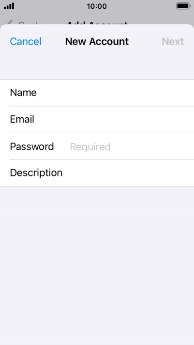 Press Password and key in the password for your email account.