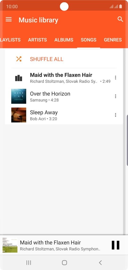 Press the song title at the bottom of the screen.