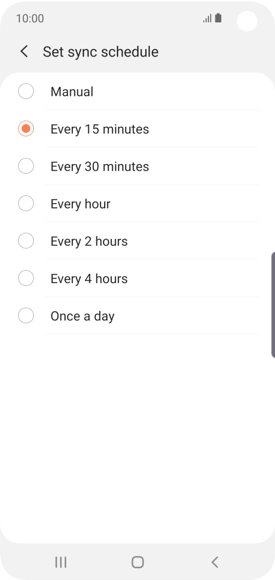 Press the required setting.