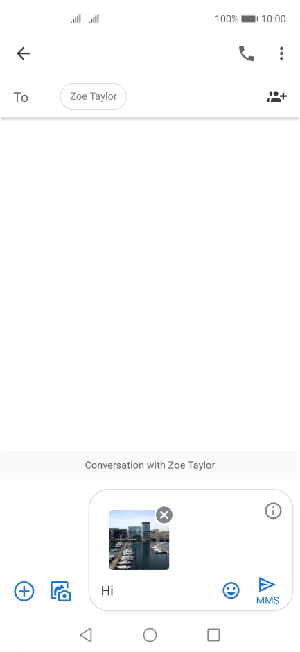 Press the send icon when you've finished your MMS.