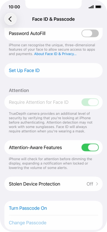 Press Turn Passcode On and key in a phone lock code of your own choice twice.