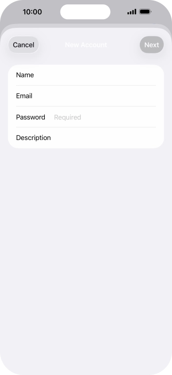 Press Password and key in the password for your email account.