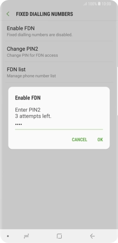 Key in your PIN2 and press OK. The default PIN2 is 0000.