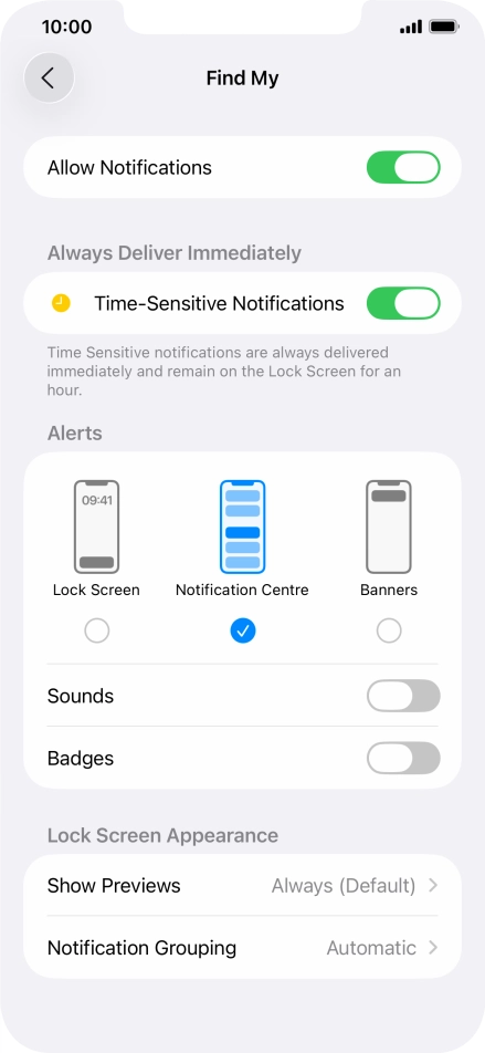 Press the indicator next to 