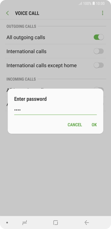 Key in your barring password and press OK.