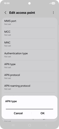 Key in default and press OK.