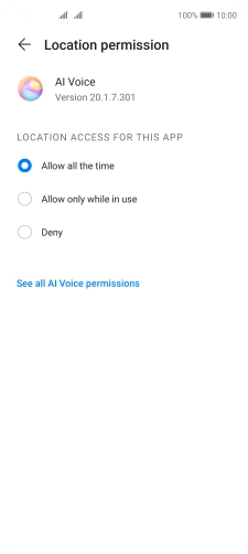 Press the required setting.