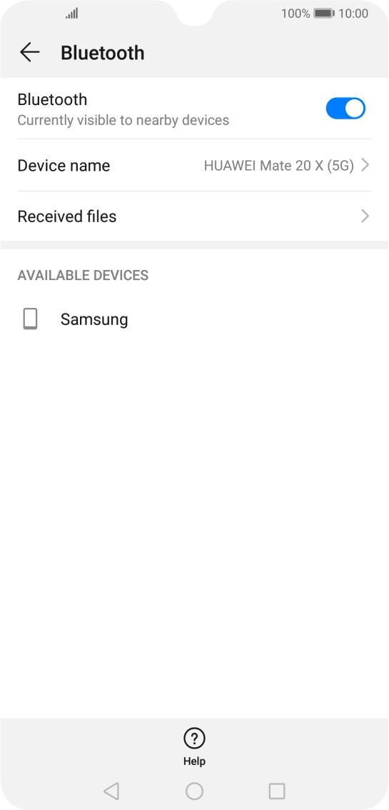 Press the required Bluetooth device and follow the instructions on the screen to pair the device with your phone.