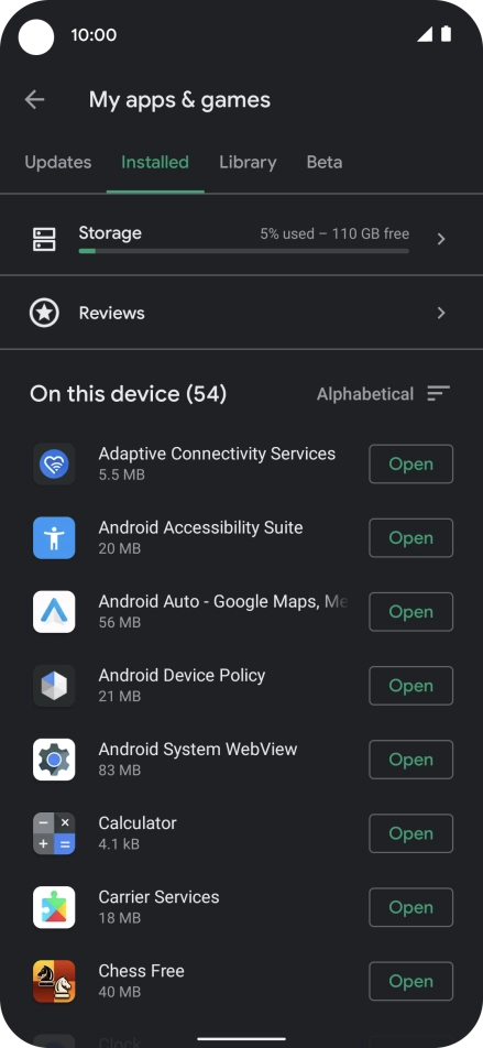 Press the required app.