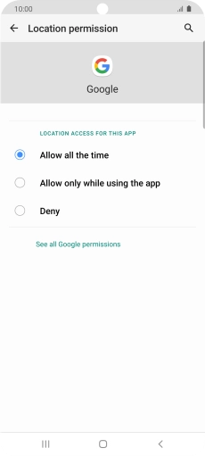 Press the required setting.