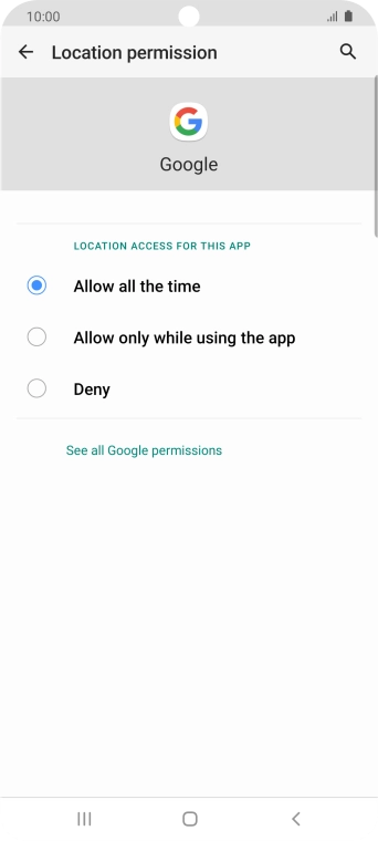 Press the required setting.