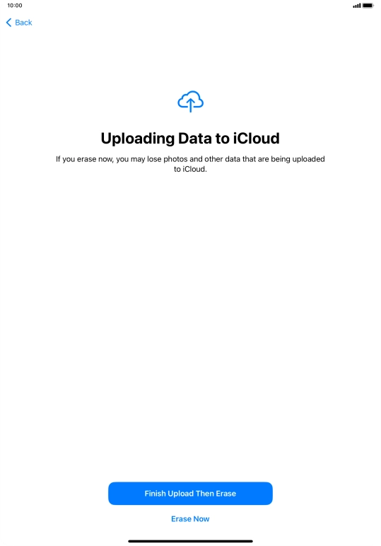 Press the required setting.