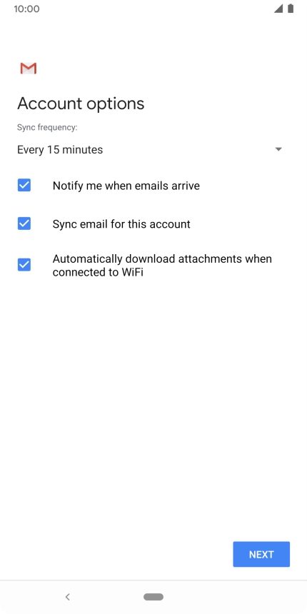 If this screen is displayed, you email account has been recognised and set up automatically. Follow the instructions on the screen to key in more information and finish setting up your phone.