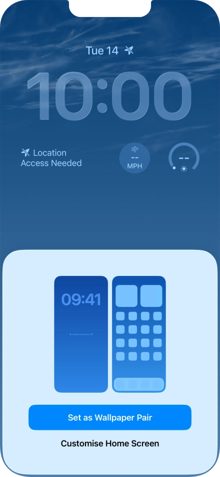 To use the same colour theme on the home screen, press Set as Wallpaper Pair.