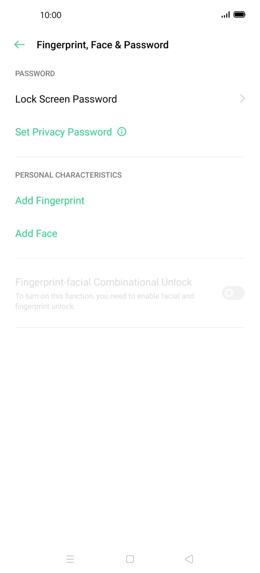 Press Lock Screen Password and key in the additional phone lock code you created earlier.