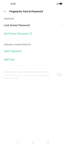 Press Lock Screen Password and key in the additional phone lock code you created earlier.