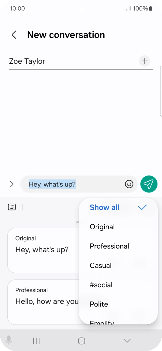 Press the required style of writing.