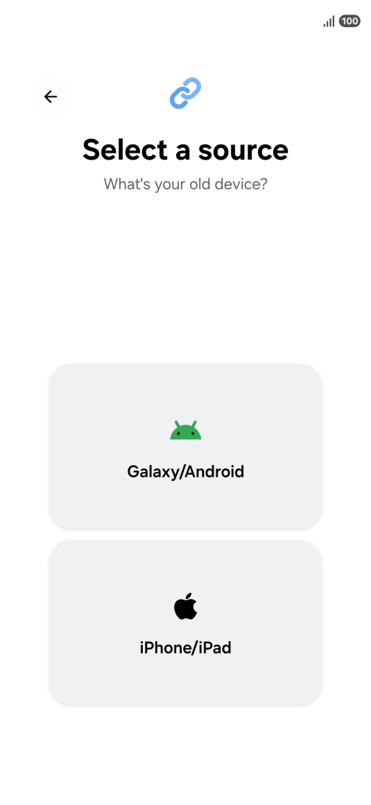 Press the required setting and follow the instructions on the screen to transfer the content from another phone.