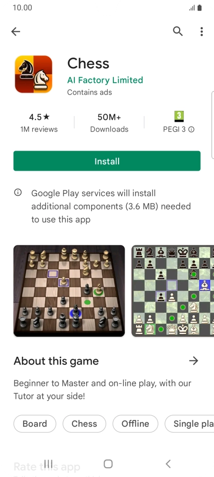 Press Install and follow the instructions on the screen to install the app.