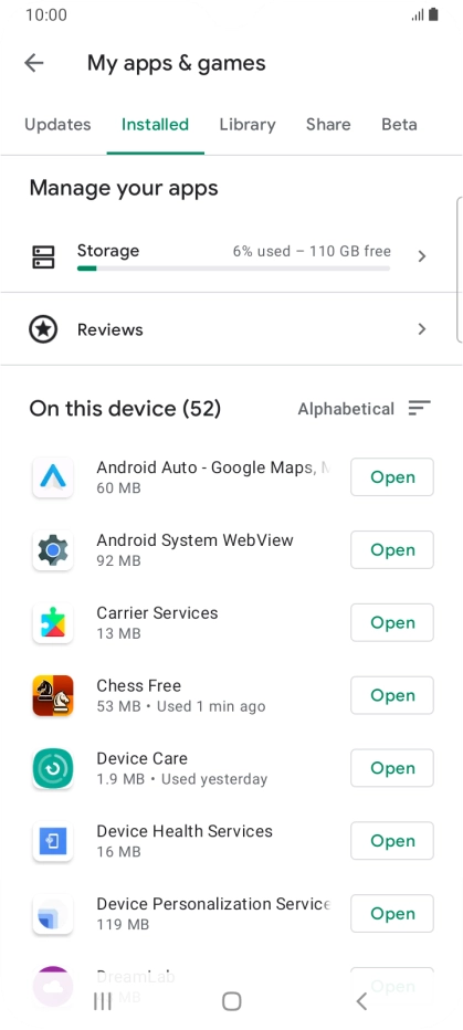 Press the required app.