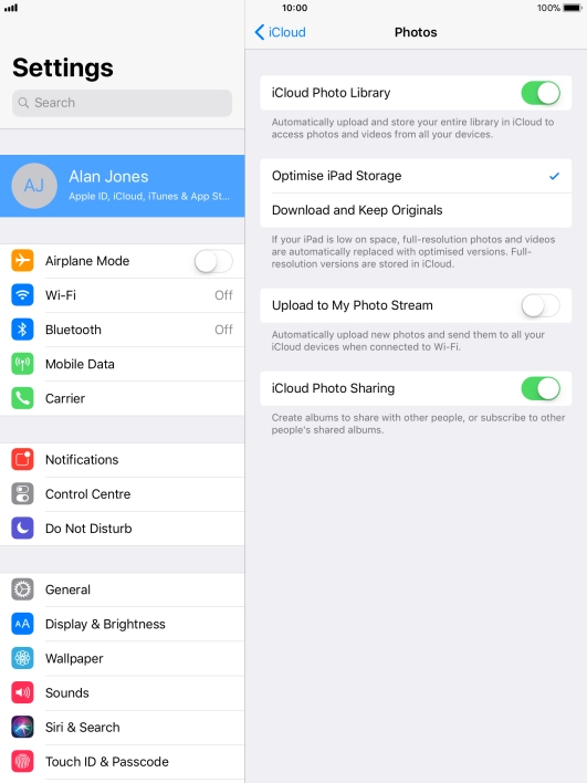 Press the indicator next to 