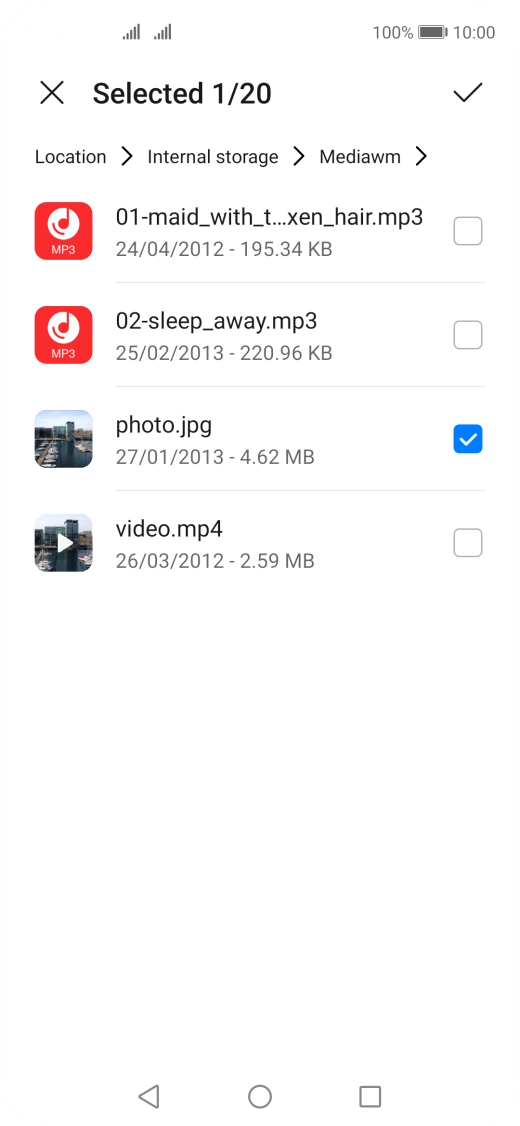 Press the confirm icon.