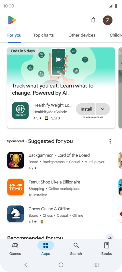 Press the profile icon.