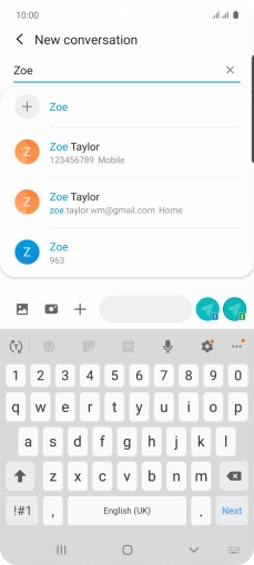 Press the required contact.
