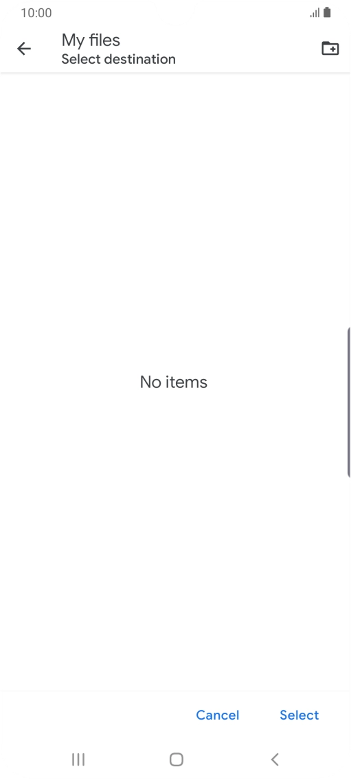 To create a new folder, press the new folder icon and follow the instructions on the screen to create a new folder.