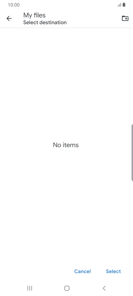 To create a new folder, press the new folder icon and follow the instructions on the screen to create a new folder.