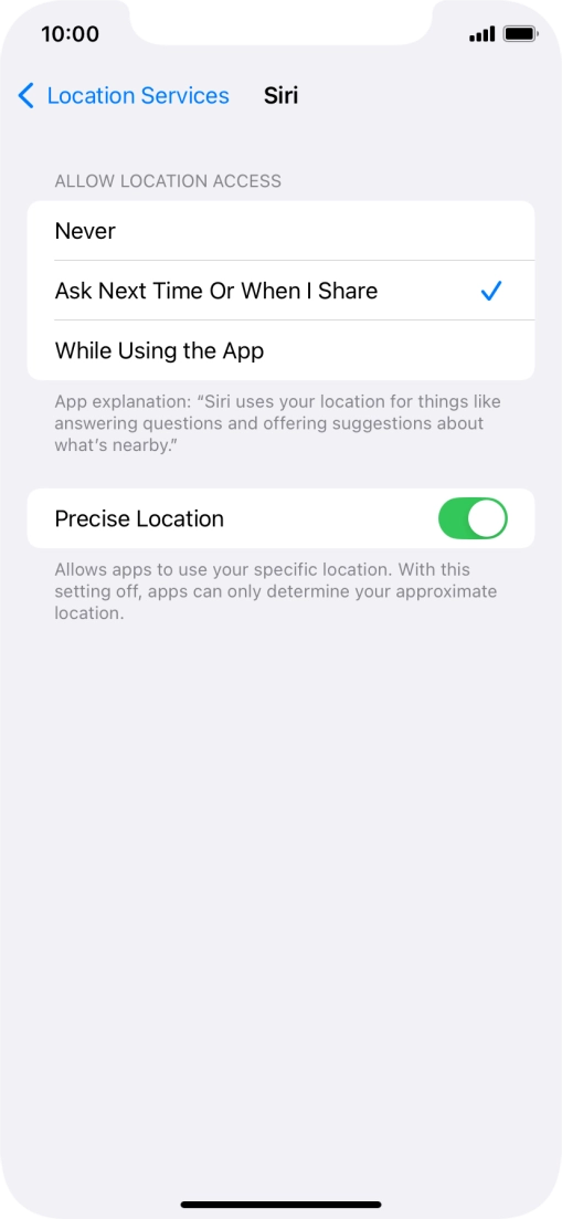 Press the required setting to turn the function on or off.