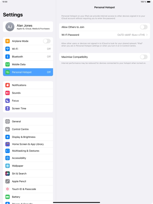 Press Wi-Fi Password and key in the required password.