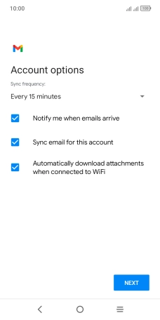 If this screen is displayed, you email account has been recognised and set up automatically. Follow the instructions on the screen to key in more information and finish setting up your phone.