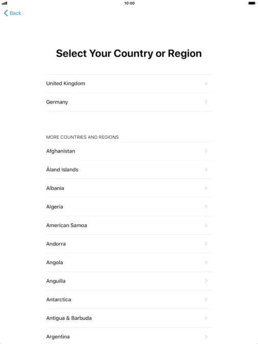 Press the required country or area.